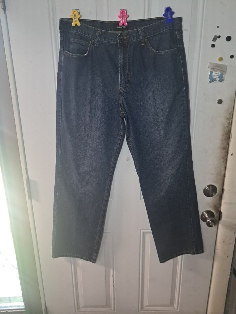 Claiborne Jeans Men's Size 36 x 32 Dark Wash Straight Leg Regular Fit Blue Denim